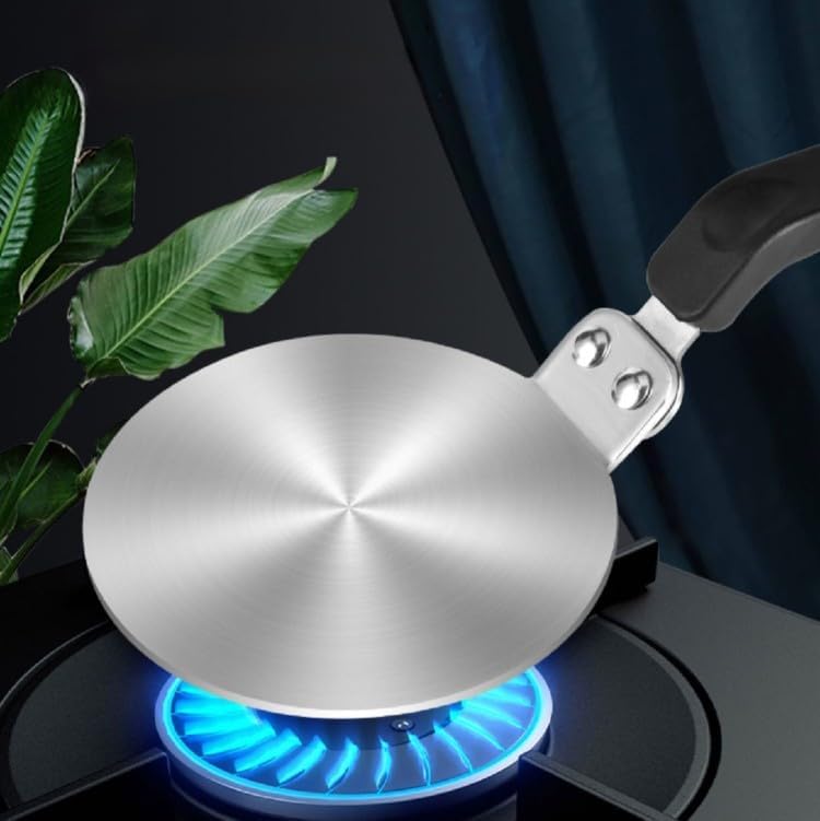 Grourarty Heat Diffuser Plate, Grouarty Stainless Steel Cooking Induction Adapter Simmer Plate for Electric Gas Glass Cooktop Hob Ring, Induction Cooktop Converter Plate With Handle (7.88inch) - Image 1